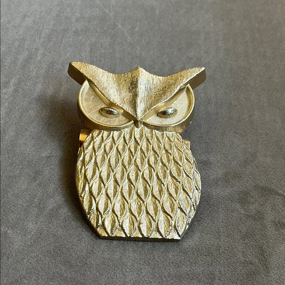 Vintage Gold Owl Paper Clip Holder